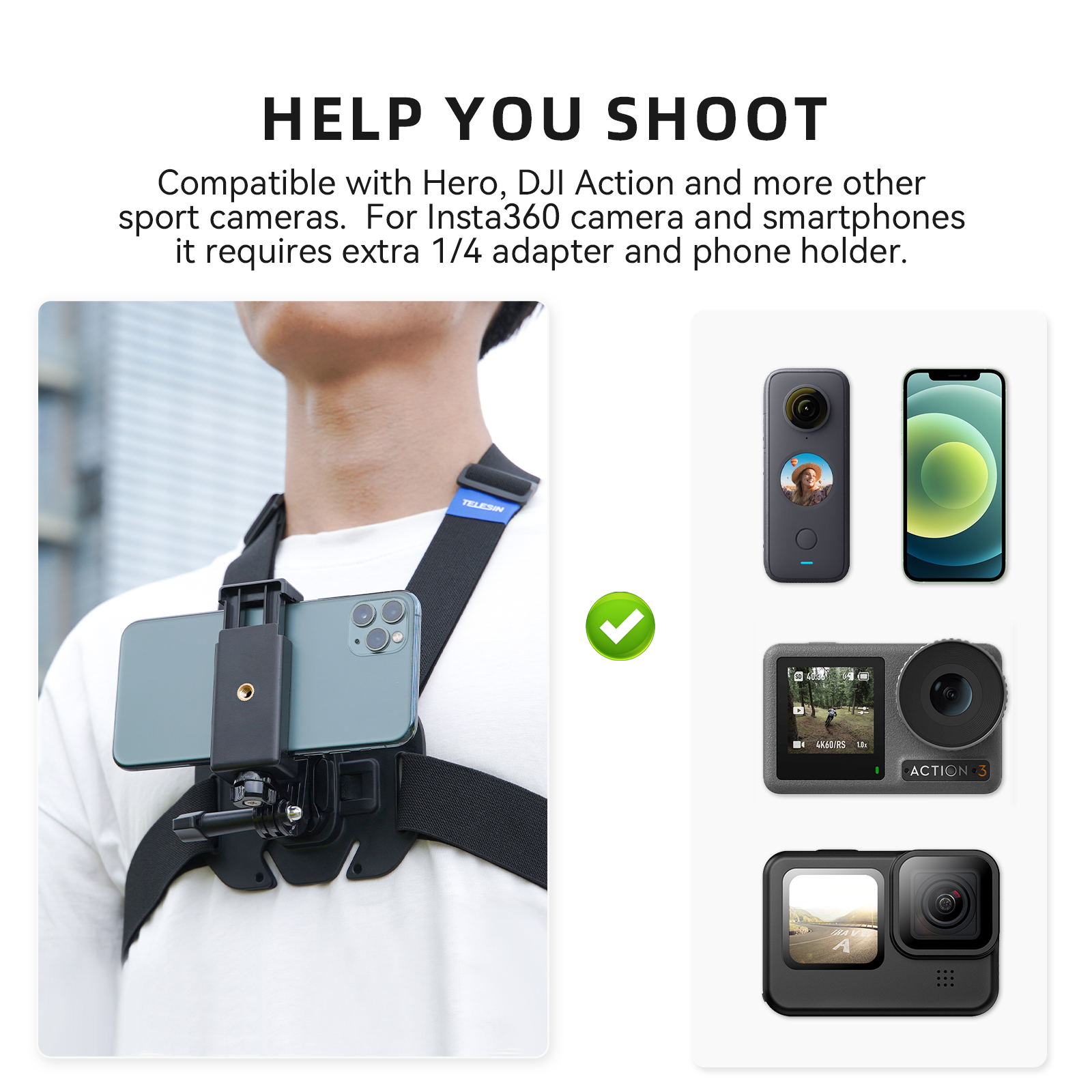 TELESIN Chest Strap Mount Wais - Drone Camera Action avis et prix